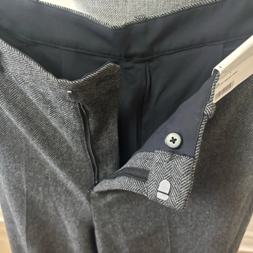 Uniqlo Herringbone Wool Blended Wide Leg Grey Trousers - Picture 3 of 6